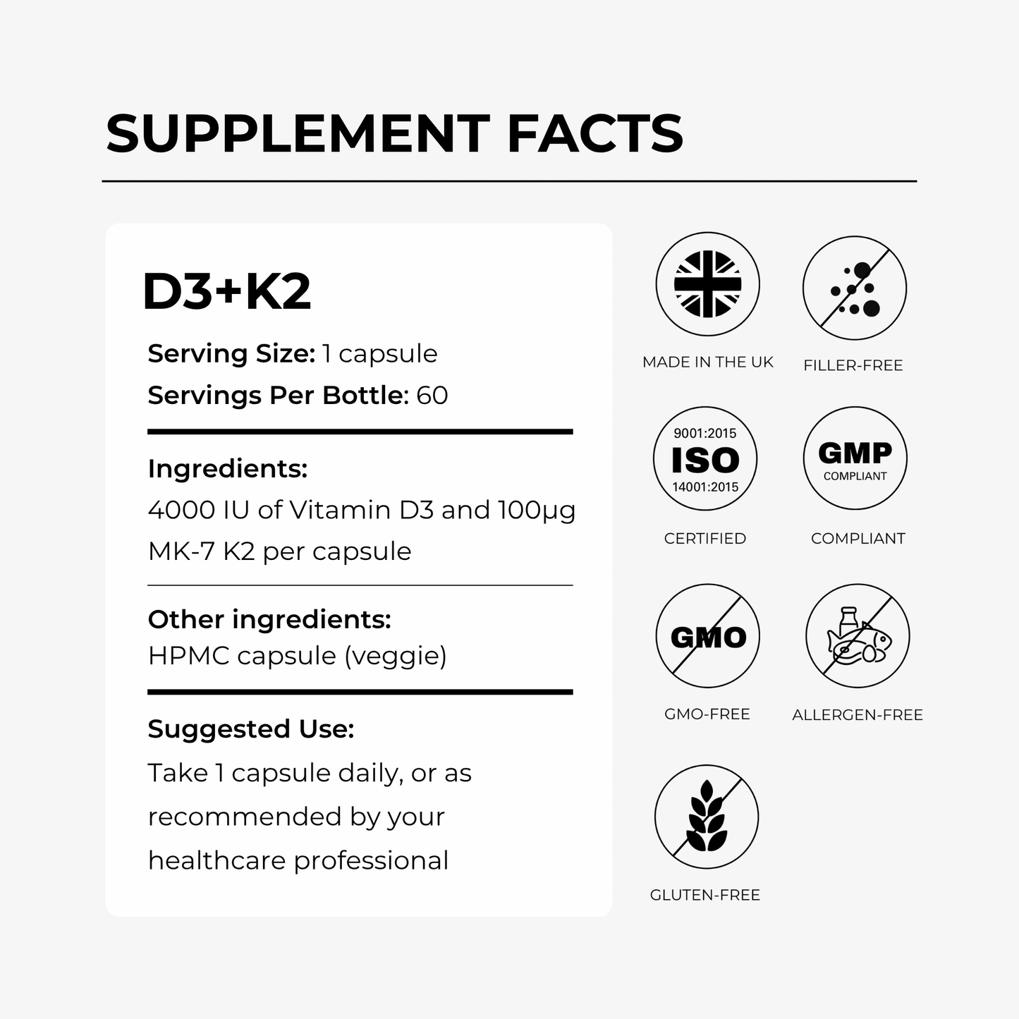 Charava Vitamin D3 (4000IU) + K2 (MK-7)