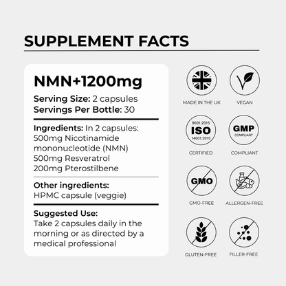 NMN+1200 (NMN, Resveratrol, Pterostilben)